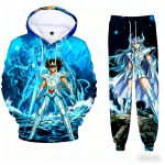 Anime Saint Seiya 3D Prindiga Hupparid Komplekt Mees Naine Treeningp&uuml;ksid 2tk Komplektid Uus Laste Pullover Cosplay Mees Jooksup&uuml;ksid L blue