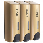 Kolmekordne 350 ml &scaron;ampooni ja palsami dosaator, mitmeotstarbeline seinale kinnitatav kuumakindel, suure mahutavusega vannitoatarvikute jaoks kuld