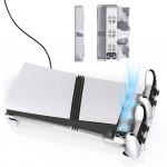 Horisontaalne alus ja jahutusjaam 3-tasemelise ventilaatoriga, topeltkontrolleri laadija PS5 Slim/PS5 Pro ketta-/digitaalversioonile CHINA