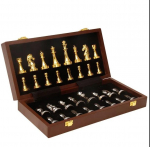 Kvaliteetne metallist l&auml;&auml;ne male komplekt raskendatud malenukkude ja kokkupandava malelauaga t&auml;iskasvanutele 31*15*6cm Wood Box Packaging