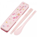 Uisutaja s&ouml;&ouml;gipulgad ja lusikas bento komplekt Valmistatud Sanrio Hello Kitty lillekomplektis, Karbi, T&auml;iskasvanu, Antibakteriaalne, Komplekt, 18cm, Vaikne, Jaapan, P&auml;rg, CCS3SAAG-A