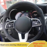 Car Steering Wheel Cover For Mercedes Benz A-Class W177 B-Class W247 C-Class W205 CL ized Suede Leather DIY Steering Wheel Blue Thread