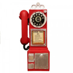 Retrotelefon Retro Vaikne Telefon Vana stiilis Vaikne K&auml;sit&ouml;&ouml; Telefonimudel Rippuv Kokkup&otilde;rkevastane Seinakujundus punane