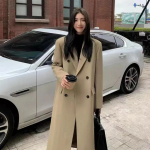 L&uuml;hike Keskmine Pikk P&otilde;lvepikkune Trendikas Khaki V&auml;rvi Naiste Trenchcoat Uus Korea S khaki