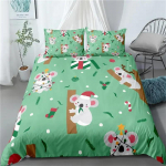 Multikas koala tekikott mikrokiud armas loom voodipesukomplekt botaaniliste lehtedega tekikate poistele t&uuml;drukutele laste toa sisustus EU Single(135*200cm)3pcs
