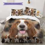Basset Houndi Muster Voodipesu Tekikott Komplekt Tekikott Padjap&uuml;&uuml;r Kodu Kaunistus Kingitus (1 * tekikott + 2 * padjap&uuml;&uuml;ri, ilma s&uuml;damikuta) 155x200cm
