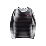 Jaapani stiilis triibuline tikitud unisex pikkade varrukatega topp Large must