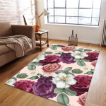 Lillakirjaline vaip lillade roosidega Lilleline vaip magamistoa elutoa kaunistamiseks Roosidega disainitud p&otilde;randamatt Lillede teemaline kodune vaip 60*90cm
