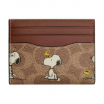 Coach X Peanuts Snoopy Collaboration Slim 10 multifilmimustriga kaetud l&otilde;uendi ja nahast kaardihoidja unisex aksessuaaride jaoks, pruun CBK55-TAM Brown