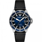 Emporio Armani Diver Sinine Must Nahast Meeste Kvarts Kuup&auml;evaga AR11516 Kell sinine