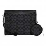 Coach Hitch 25 Klassikaline Monogramm T&otilde;mblukuga Suletav PVC &Otilde;la-Crossbody Kott Keskmine Meeste kotid Must CC088-CHR Basic Set (Bag+Dust Bag)