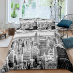 New York Pehme Tekikate Komplekt Hplus T&otilde;mmatud New Yorgi Maastik Turismidekoratsioon 2/3 Osaline Voodipesu Komplekt Moodne Linnakujundus Soe Tekikate 135*200cm Eu-Single