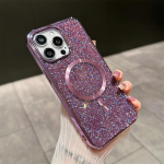 Luksuslik Bling S&auml;delev Teemant Magnetiline Telefoni&uuml;mbris IPhone 17 16 15 14 Plus 13 12 Pro Max jaoks Magsafe Traadita Laadimise Kattega iPhone17 lilla