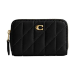 Coach T&otilde;mblukuga &Uuml;mber 11 &Uuml;hev&auml;rviline H&otilde;bedane Logo Triibuline Tepitud T&otilde;mblukuga Rahakott Kaardihoidja V&auml;ike Naiste rahakott Must CM505-B4BK Basic Set (Bag+Dust Bag)
