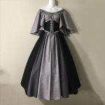 S&uuml;gise esimene kleit:Uus naiste keskaegne kost&uuml;&uuml;mikleit k&uuml;lmade &otilde;lgadega Maxi Vintage Renaissance Cosplay kleit, seotav korsett v&ouml;&ouml;koht S hall