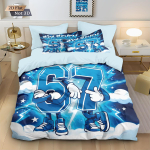 3 tk naljakas 67 elemendiga tr&uuml;kitud s&uuml;damikuta tekikottide komplekt, mitme suurusega magamistoa voodipesu kaunistus, mugav ja masinpestav 140x210cm-AU-Single&set blue