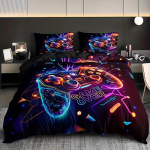 M&auml;nguri Tekikatted Komplekt &Uuml;heinimesevoodi Suuruses, Videom&auml;ngude Voodipesu Komplekt Lastele, Teismelistele, Moodne Poiste Multikas M&auml;ngupuldiga Tekikatted Komplektid US Twin(172x218cm)