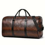 Suure Mahutavusega Retro Krokodillimustriga Reisi Duffel-kott - Vastupidav Unisex Puhkusepagas, S&uuml;gavpruun/Must, Mitmek&uuml;lgne Kingitus Meestele ja Naistele pruun