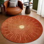 Oranžpunane Kiirgav P&auml;ikesekiir &Uuml;mmargune Ala Vaip 2D Tasapinnaline Prindiga Libisemiskindel P&otilde;randamatt Kohviku Kontori Elutoa Magamistoa Kodu Dekooriks Diameter 100cm black