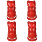 4 tk/komplekt Talvised lemmikloomade kingad Soojad Veekindlad Libisemisvastased Fliisist Koerasaapad V&auml;ikestele Keskmistele Koertele Kutsikale Vihmajalatsid Chihuahua Lumisaapad (Red,1) punane