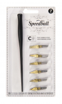 Speedball C-seeria kirjutuspliiats 1 pliiats 6 teravikku Must kalligraafiapliiatsi komplekt Komplekti hoidja, (1 pakk), must