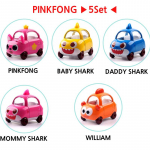 (5 komplekt)Pinkfong Babyshark Mini Metallauto Pinkfong Isa Ema Beebi William 5 Auto Komplekt 5 Car Set