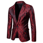 Meeste tuminsinine paisleymustriga jacquard-blazer, kitsa l&otilde;ikega, satiinist smokingjakk XXXL black