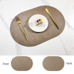 6/4 tk Ovaalne PU-nahast alusmatt Kahepoolne Lehmakujulise Mustriga P&otilde;hjamaade Stiilis Hotelli Kodu Kohvilaud S&ouml;&ouml;gilaud Dekoratiivmatt Tassialus 30x45cm&4 pieces tume kohvi v&auml;rv