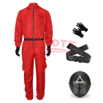 T&auml;iskasvanute Kalmaari M&auml;ngu Kost&uuml;&uuml;m Valvur Cosplay Kombinesoon Riietus Teismelised Treening&uuml;likond Kapuutsiga Tunked V&ouml;&ouml; Kindad Maski Komplekt Halloween XS red