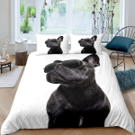 Buldogi tekikate Prantsuse buldogite voodipesukomplekt &Uuml;heinimese pol&uuml;ester &Scaron;okolaadikoerakutsikas Lemmikloomakoer Loomakatte tekk Koeras&otilde;bra kingitusteks 135x200cm white