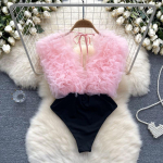 YYFS Naiste Mood Vabaaja Suvi Kevad Varrukateta V-kaelusega Bodysuits M roosa
