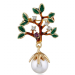 Fashion Pearl Clothing Personality Original Small Tree Pross High Grade Oil Drop Pin