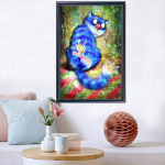 Teemant 5D DIY Teemantmaal  Sinine Kass  Teemanttikandid Ristpistes Rhinestone 20X30CM