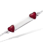 Les Tr&eacute;sors De Lily [G1090] - Gourmette Argent 'Petit Coeur' rouge argent&eacute; (rhodi&eacute;) - 30x5 mm punane
