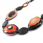 NOA [J2234] - Collier Cr&eacute;ateur 'Coloriage' orange marron oranž