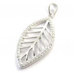 Les Tr&eacute;sors De Lily [M8947] - Pendentif Argent 'Feuille d'Or' blanc h&otilde;be