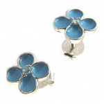 Les Tr&eacute;sors De Lily [N6259] - Boucles Argent 'Flora' bleu (rhodi&eacute;) - 7x7 mm sinine