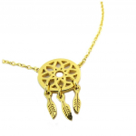 Les Tr&eacute;sors De Lily [P8107] - Collier acier 'Boho' dor&eacute; (dreamcatcher) - 12x12 mm kuld
