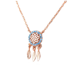 7bis [Q0984] - K&auml;sitsi valmistatud kaelakee  Boho  (unen&auml;op&uuml;&uuml;dja) roosakas kuldne t&uuml;rkiissinine - 15x8 mm t&uuml;rkiissinine