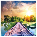 Teemanttikandid Maastik K&auml;sitsi valmistatud teemantmaaling Silla n&auml;put&ouml;&ouml; Ristpistes 30x30CM