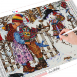 T&auml;isruudu teemanttikandid Laste ristpistes teemantmaal Portree mosaiik Talvine kodukaunistus Full Round 20X30CM