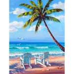 Teemantmaaling selge taevaga mere&auml;&auml;rsed pildid kividest 5D teemanttikandid rannas kookosp&auml;hklipuu mosaiik ristpistes k&auml;sit&ouml;&ouml;komplekt Full Round 20X30CM