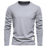 Kasuta Giraffe 100% puuvillast pikkade varrukatega T-s&auml;rk meestele Solid Spring Casual Meeste T-s&auml;rgid Kvaliteetsed Meeste Topid Klassikalised Riided Meeste T-s&auml;rgid M helehall v&auml;rv