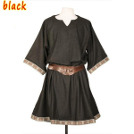 Unisex Halloweeni keskaegne kost&uuml;&uuml;m, renessansi tuunika Viking Knight Pirate Vintage s&otilde;dalase s&auml;rgid ilma v&ouml;&ouml;ta XL must