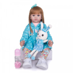 KEIUMI 24 tolline silikoonist Reborn Baby Doll 60 cm vasts&uuml;ndinud t&auml;idisega Printsess Reborn Bebe m&auml;nguasjad riidest kehanukk lastele s&uuml;nnip&auml;evaks j&otilde;ulukingitus 60 cm sinine