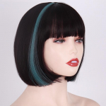 XINRANi naiste mood tumesinine l&uuml;hike sirge Bob-parukas koos &otilde;lgade pikkusega s&uuml;nteetilisest kiust parukas Lolita Party Cosplay igap&auml;evaseks kasutamiseks