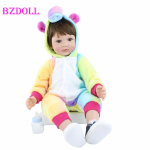 BZDOLL 60 cm silikoonist Reborn poissnukk nagu p&auml;ris vin&uuml;&uuml;list v&auml;ikelapsed t&uuml;drukutele Realistlik tipptasemel kollektsioneeritav kunstiteos Kleit Bebe 60cm Doll, Brown eyes kollane