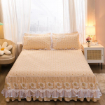 Voodipesukomplekt &Uuml;hev&auml;rviline pestud tepitud voodi seelik pits pits Princess voodikate Kaitsev kate libisemiskindlalt paigaldatud 200*220cm 3pcs