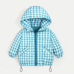 Laste puuvillased riided Fliisvoodriga ruuduline puuvillase polsterdatud mantel poistele ja t&uuml;drukutele Beebi sulejope 90cm roheline