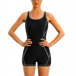 Anfilia One Piece naiste sportlikud ujumisriided seljataga poksija Konservatiivne ujumistrikoo Patchwork Beach Wear ujumiskost&uuml;&uuml;m L hall